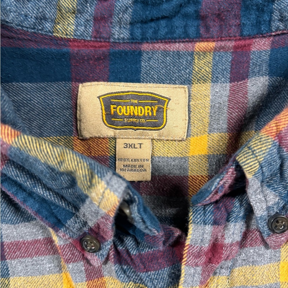 Foundry Supply Co Plaid Flannel Shirt Men’s 3XLT Tall Button Down Cotton - Picture 4 of 9